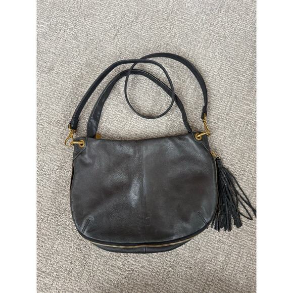 Hobo black expand zip shoulder crossbody purse bag med size - Picture 2 of 8